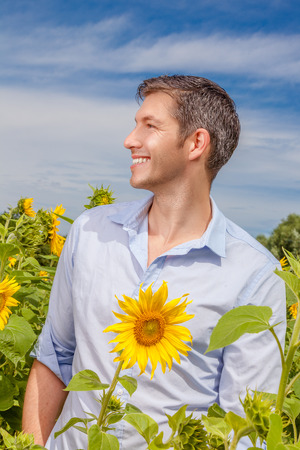happy smiling standing carefree male の写真素材