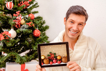 christmas online delivery shopping maleの写真素材