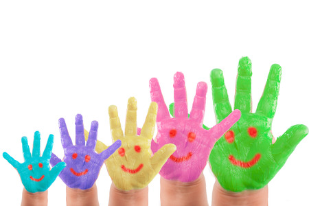 smiling hands symbolic rising upの写真素材