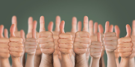 green thumbs up wall in schoolの写真素材