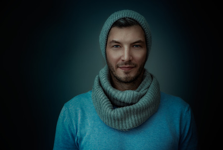 winter man male portrait scarfの写真素材