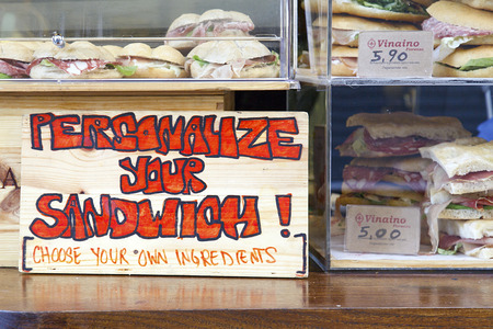 Sandwich Display at a Street Cafeのeditorial素材