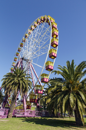 Geelong, Australia: April, 2017: The Geelong Waterfront is a tourist and recreation area on the north facing shores of Corio Bay in Geelong, Australia with amusement rides and seaside cafesのeditorial素材