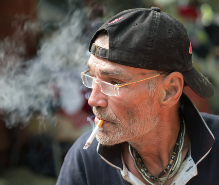 Man is smokingの写真素材