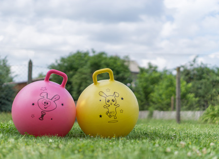 a large-sized rubber ball by developing skillの写真素材
