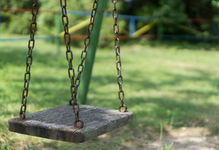 chained price in the abandoned parkの写真素材