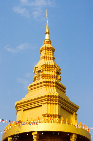 pinnacle gold pagoda have name chedi 500 yod in temple thailandの写真素材