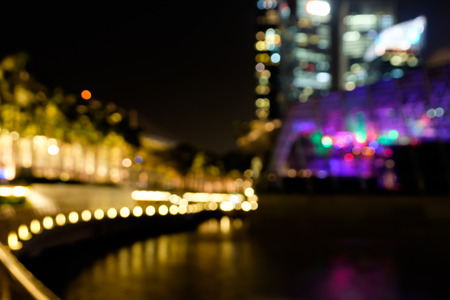 View of city night lights blurred bokeh backgroundの写真素材