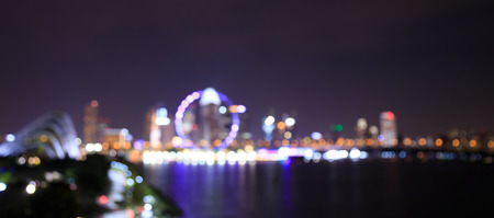 City night lights bokeh of singapore blurred backgroundの写真素材