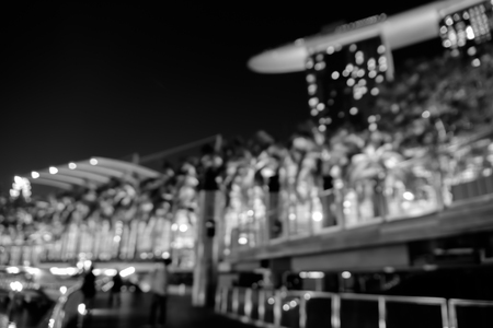 City night lights bokeh of singapore blurred background black and white