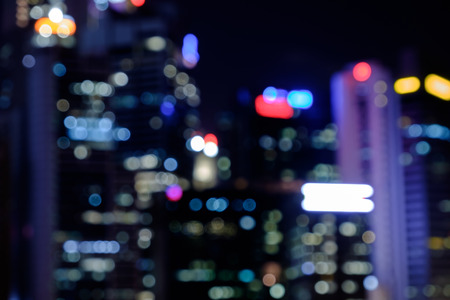 City night lights bokeh of singapore blurred backgroundの写真素材