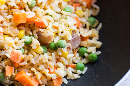 Close-up fried rice with egg and vegetable ,chinese foodの写真素材