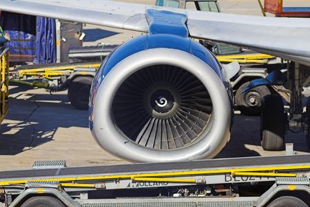 jet airplane engine at airport
