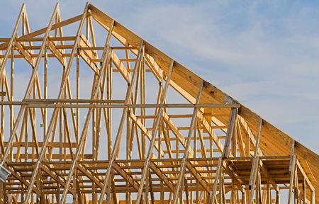 Wood frame of house under construction