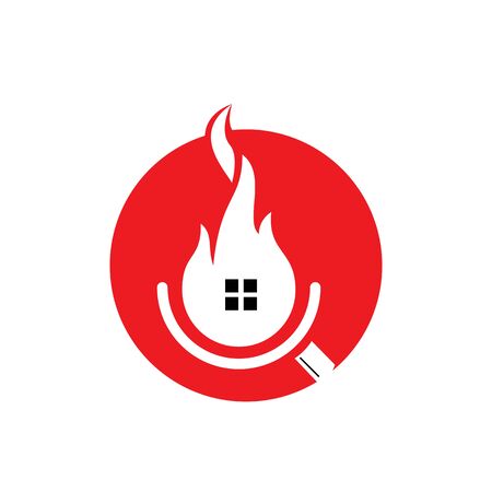 Home Inspection Logo Template, Security and protection of home from fire.のイラスト素材