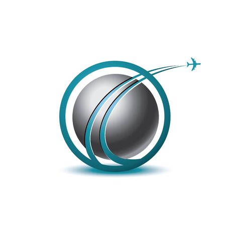 Abstract vector logo for travel agency. Global travel vector logo sign.のイラスト素材
