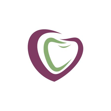 Dental Care Logo Template Design Vector. Dental clinic vector sign heart mark icon.のイラスト素材