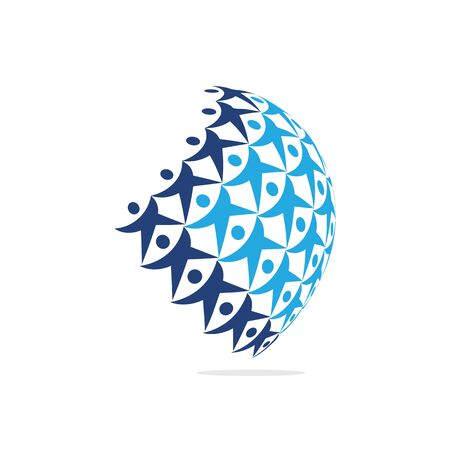 Human character vector logo concept illustration. Abstract man figure logo. People logo. friendship icon.のイラスト素材