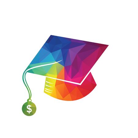 Graduation Cap Money Icon Vector Design. Scholarship logo concept design.のイラスト素材