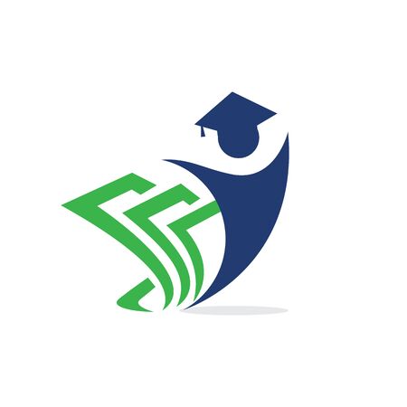 Student vector logo design. Graduation logo vector on white background.のイラスト素材