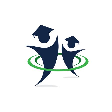 Students vector logo design. Graduation logo vector on white background.のイラスト素材