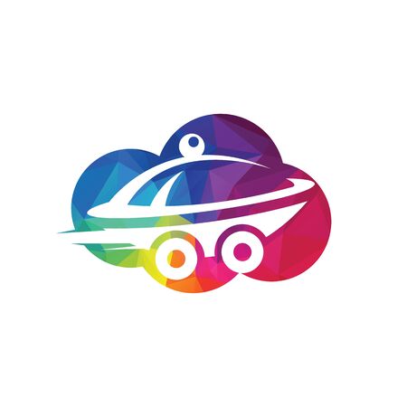 Cloud Food delivery logo design. Fast delivery service sign. Online food delivery service.のイラスト素材