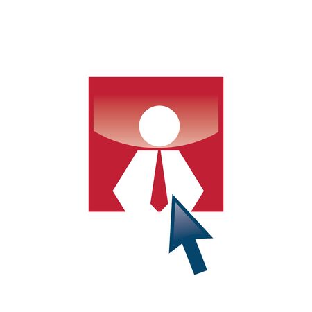 Businessman and cursor logo design. Online business logo design concept. Search Work Illustration.のイラスト素材