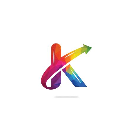Creative letter K with arrow vector logo design.のイラスト素材