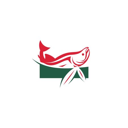 Cannafish vector logo design. Fish and Cannabis icon design.のイラスト素材