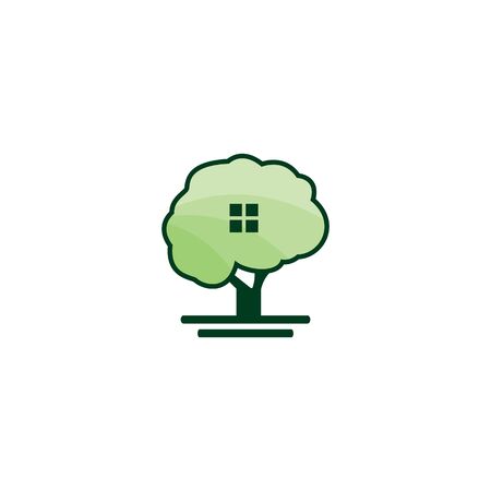 Tree house logo design. Eco House vector design template.のイラスト素材