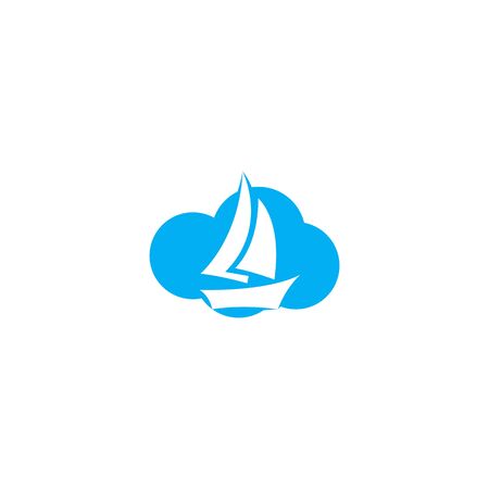 Yacht cloudshape logo design. Yachting club or yacht sport team vector logo design. Marine travel adventure or yachting championship or sailing trip tournament.のイラスト素材
