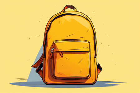 Illustration of a school backpack on a yellow background. Vector illustrationの素材