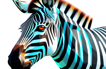 Zebra head isolated on a white background. 3d rendering.の素材