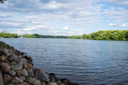 Zhuzha River in Kolomenskoye Park in Moscow.の写真素材