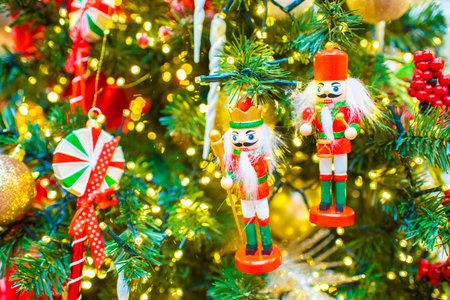 Christmas and happy new year background. Selective focus Holiday background.