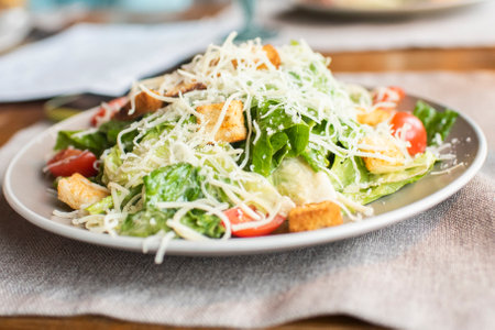 Caesar salad on plate - Healthy food style and Color Filter Processingの写真素材