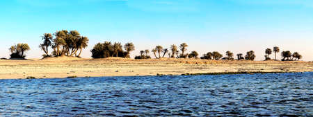Panoramic view of the Nile river in Luxor, Egyptの写真素材