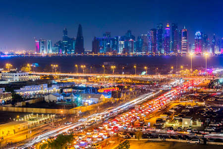Dubai downtown skyline at night, United Arab Emiratesの写真素材