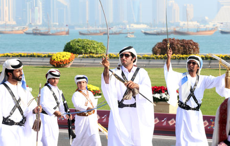 Qatari Girls and boys with traditional dress on Qatar national day celebration  18-12-2020 - QATAR