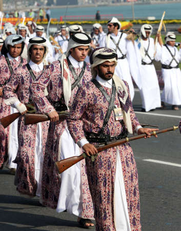 Qatari Girls and boys with traditional dress on Qatar national day celebration  18-12-2020 - QATARのeditorial素材