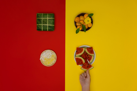 Lunar New Year's flat-lay photoの写真素材