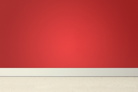 Empty room with red wall and linoleumの写真素材