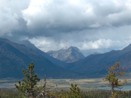 Rockie mountain meadow with foreground streamの写真素材