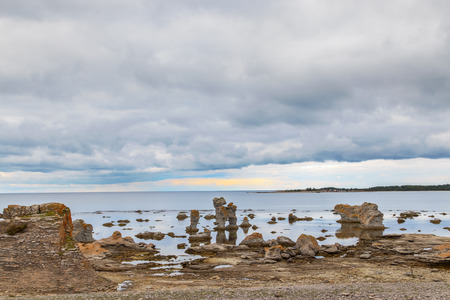 Iconic rauk landscape on Gotland, Swedenの写真素材
