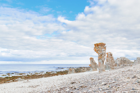 Rauk landscape of Langhammar in Gotland, Swedenの写真素材