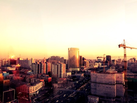 Cities in the setting sun