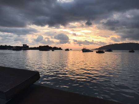 Port sunsetの写真素材