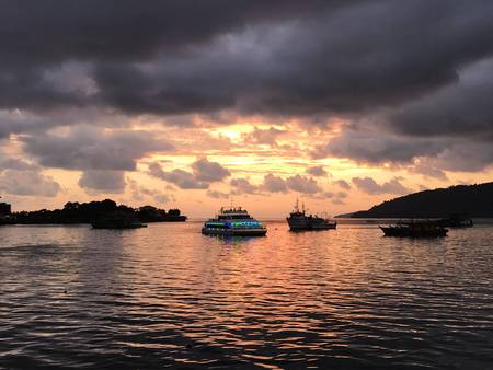 Port sunsetの写真素材