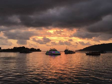 Port sunsetの写真素材