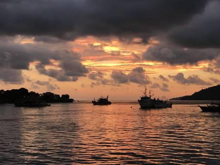 Port sunsetの写真素材